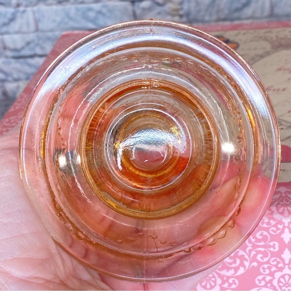Jeanette Glass Vtg Candle Holder 1930s Depression Glass Cherry Blossom Patten - Picture 3 of 4